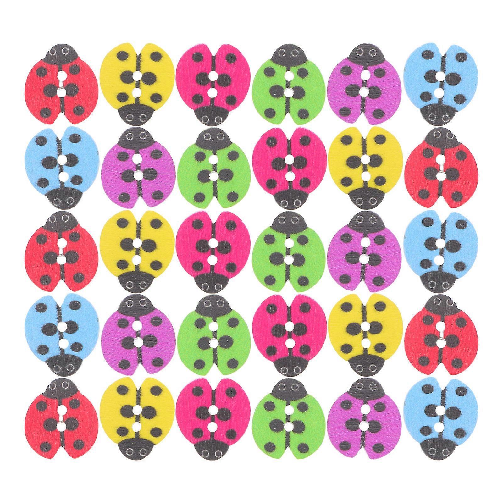 2 Holes Ladybug Shape Buttons For Embellishments Scrapbooking And Art Projects Assorted Color Decorative 100 Pcs