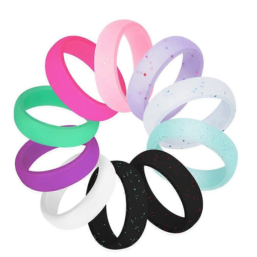 Durable Silicone Glitter Rings for Wearing 30Pcs Stackable Sports Bands