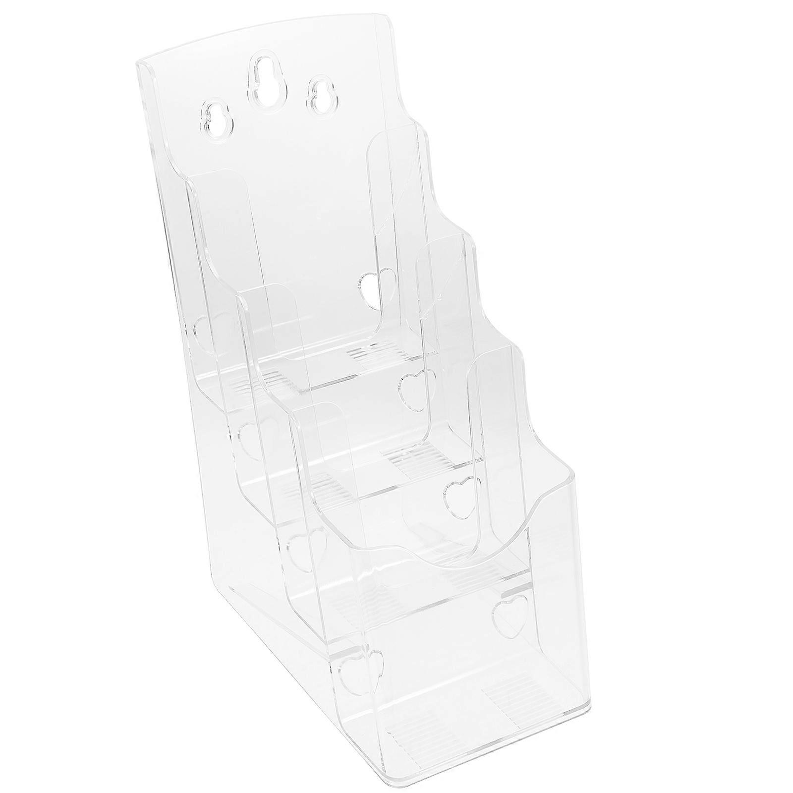 Flyer Holder Wall Mount for Storage Use 4Pcs Transparent Brochure Rack