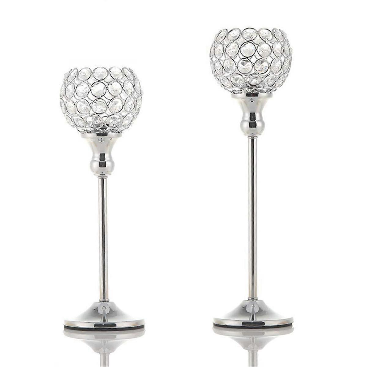 2PCS Candle Holders Table Decorations Metal Crystal Candlestick A