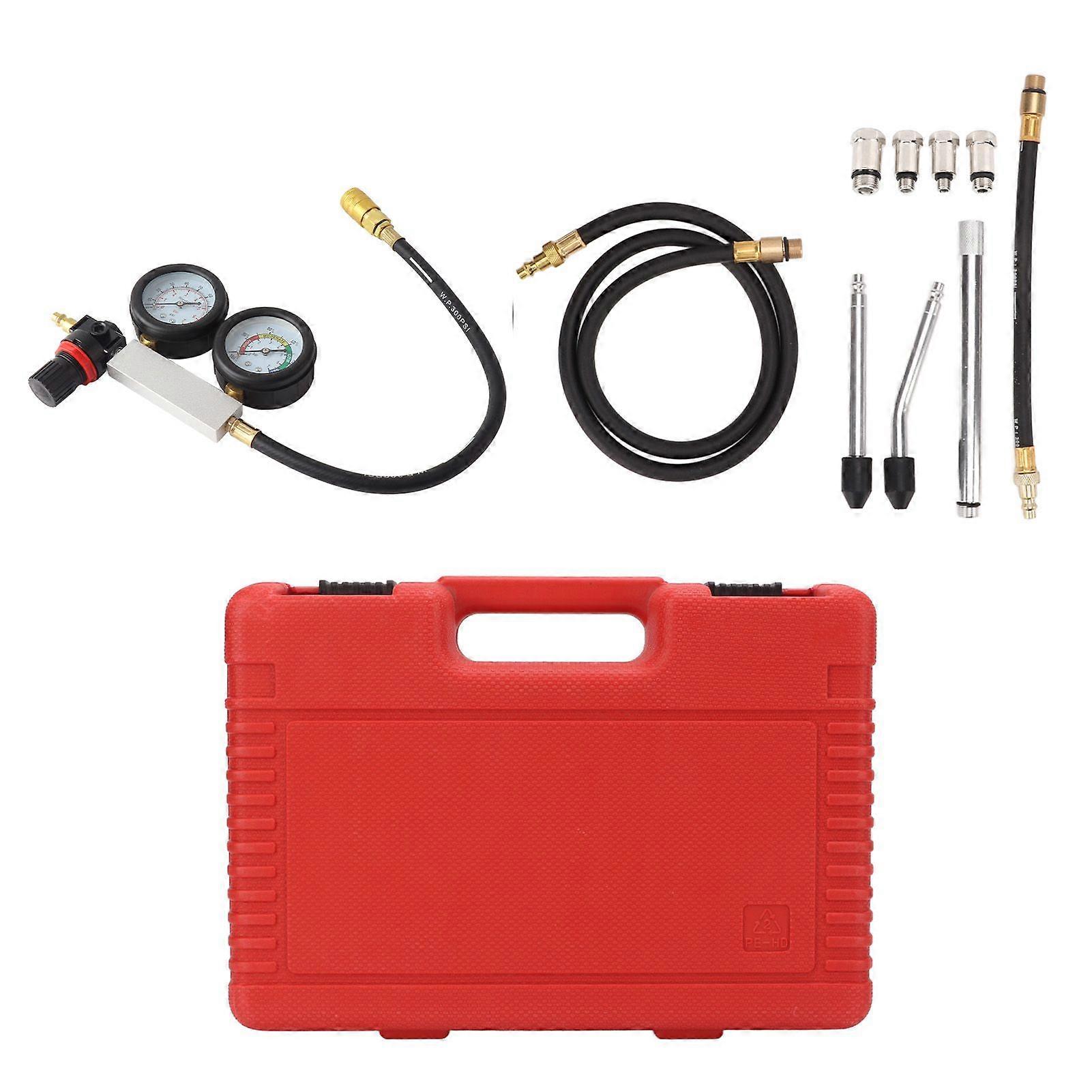 Cylinder Leak Down Tester Gasoline Engine Compression Dual Gauge Detecting Tool for Pressure Check Leakage Rate Test