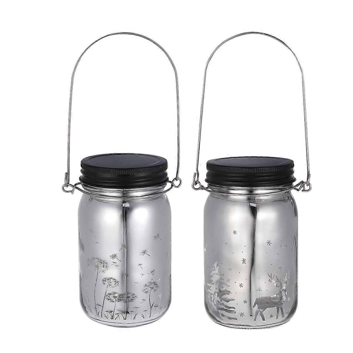 Portable Hanging Lantern Creative Jar Lantern Light for Lighting 2Pcs