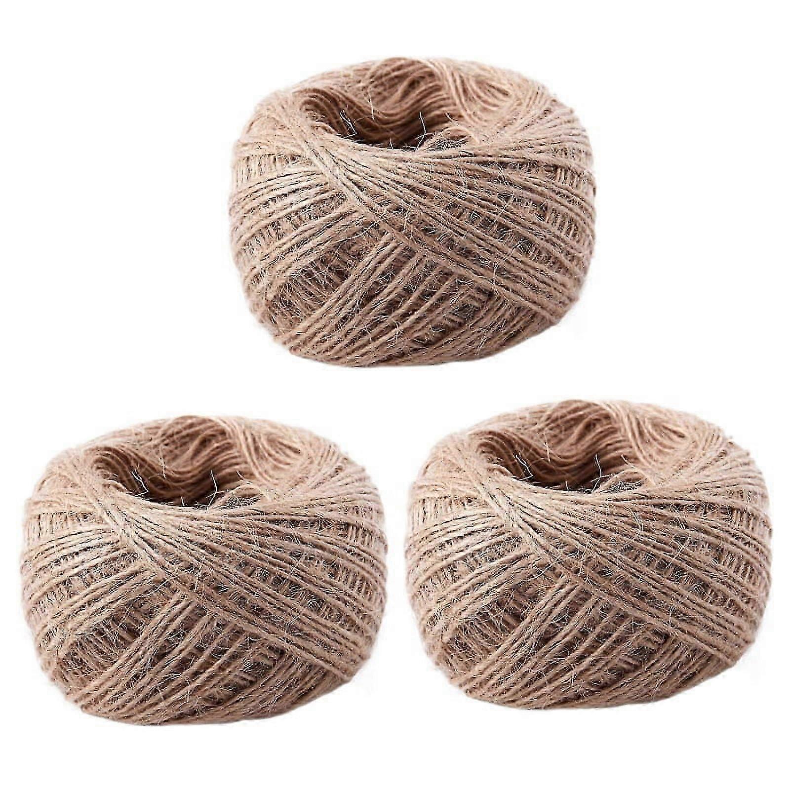 3X 100 Meter - Natural Textured Hessian Jute Twine String 1mm
