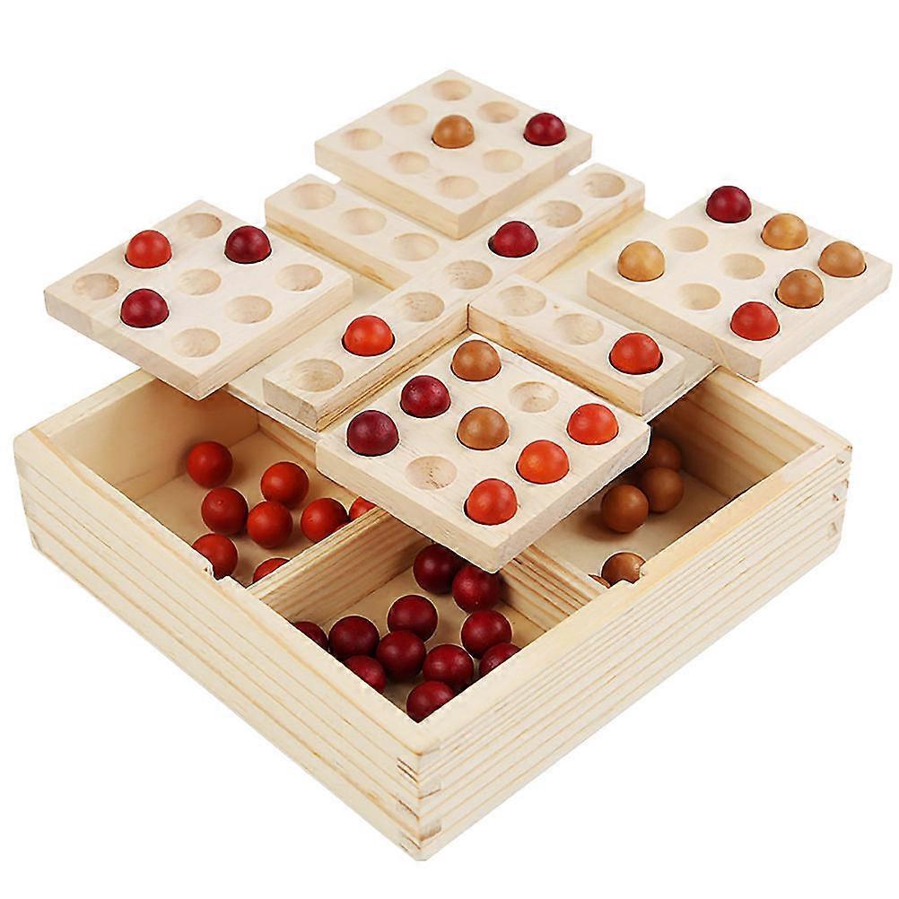 Rotatable Five-in-A-Row Chess Game Board with Wooden Stones for Entertainment 1Set
