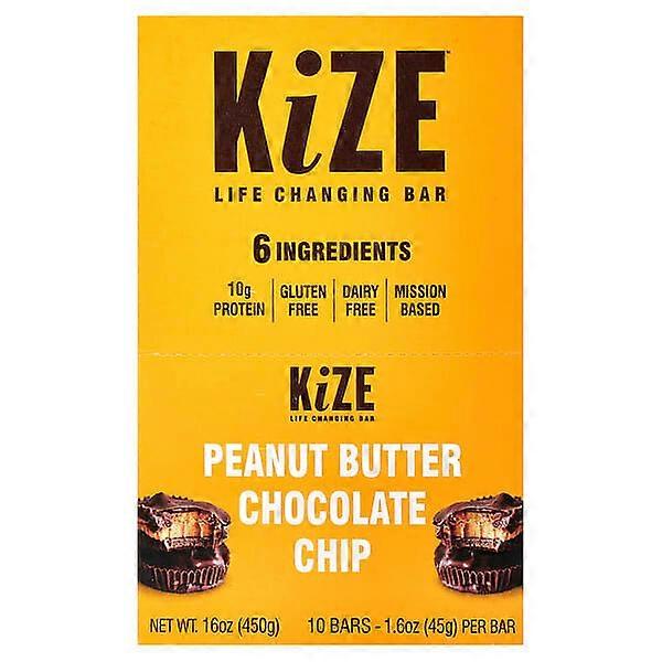 KiZE Life Changing Bar, Peanut Butter Chocolate Chip, 10 Bars, 1.6 oz (45 g) Each