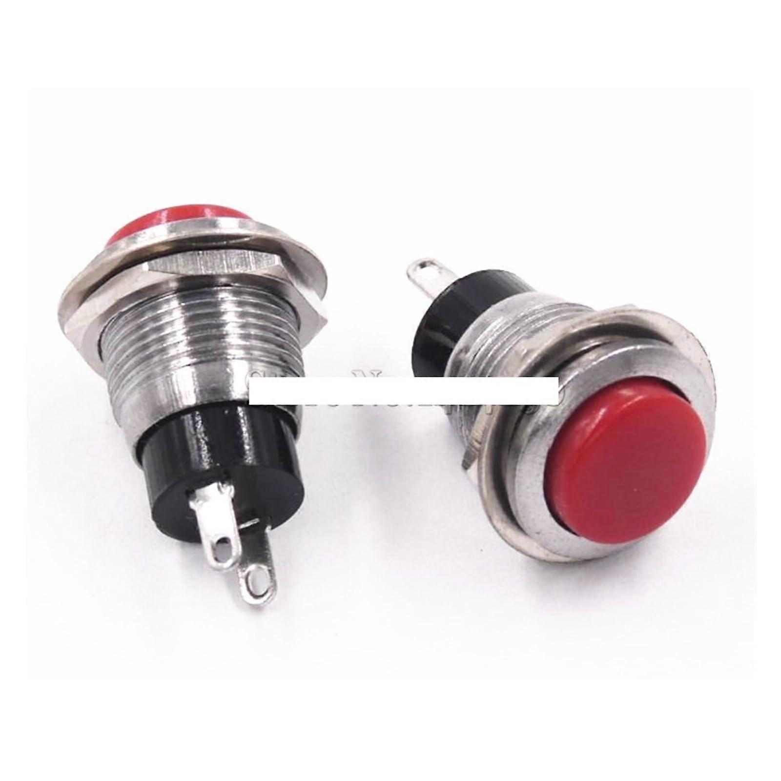 Red Reset Switch 12mm Round Push Button Without Lock, 3A 125VAC, 10Pack, Horn Doorbell Compatible