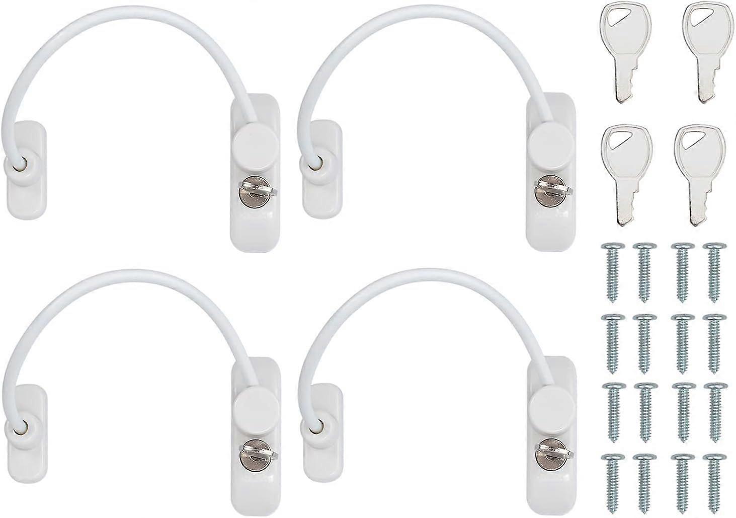 4 PCS Window Restrictor Locks, Lockable Window Door Locks with Keys, Childproof