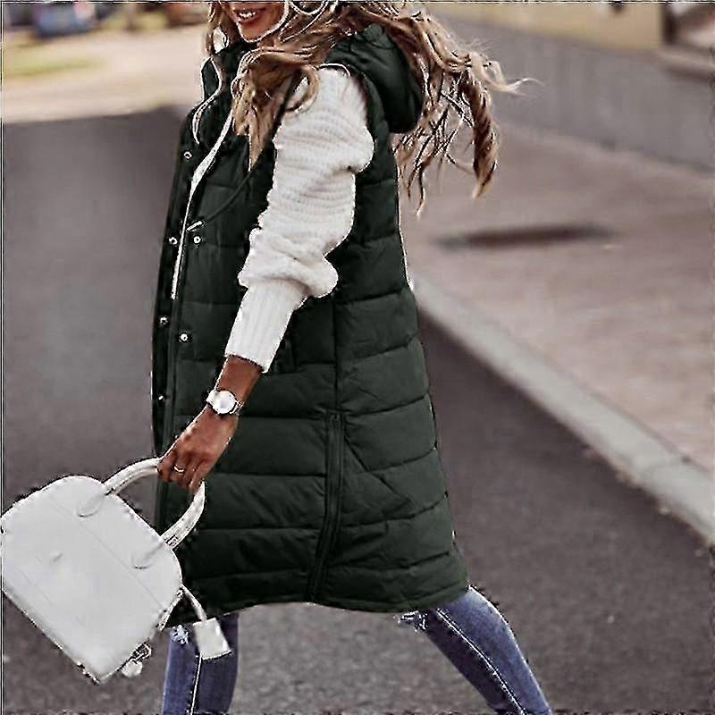 Long With Hood Outdoor Vest Down Women's Jacket Quilted Coat Sleeveless Jacket Winter Light Weight Sweaters