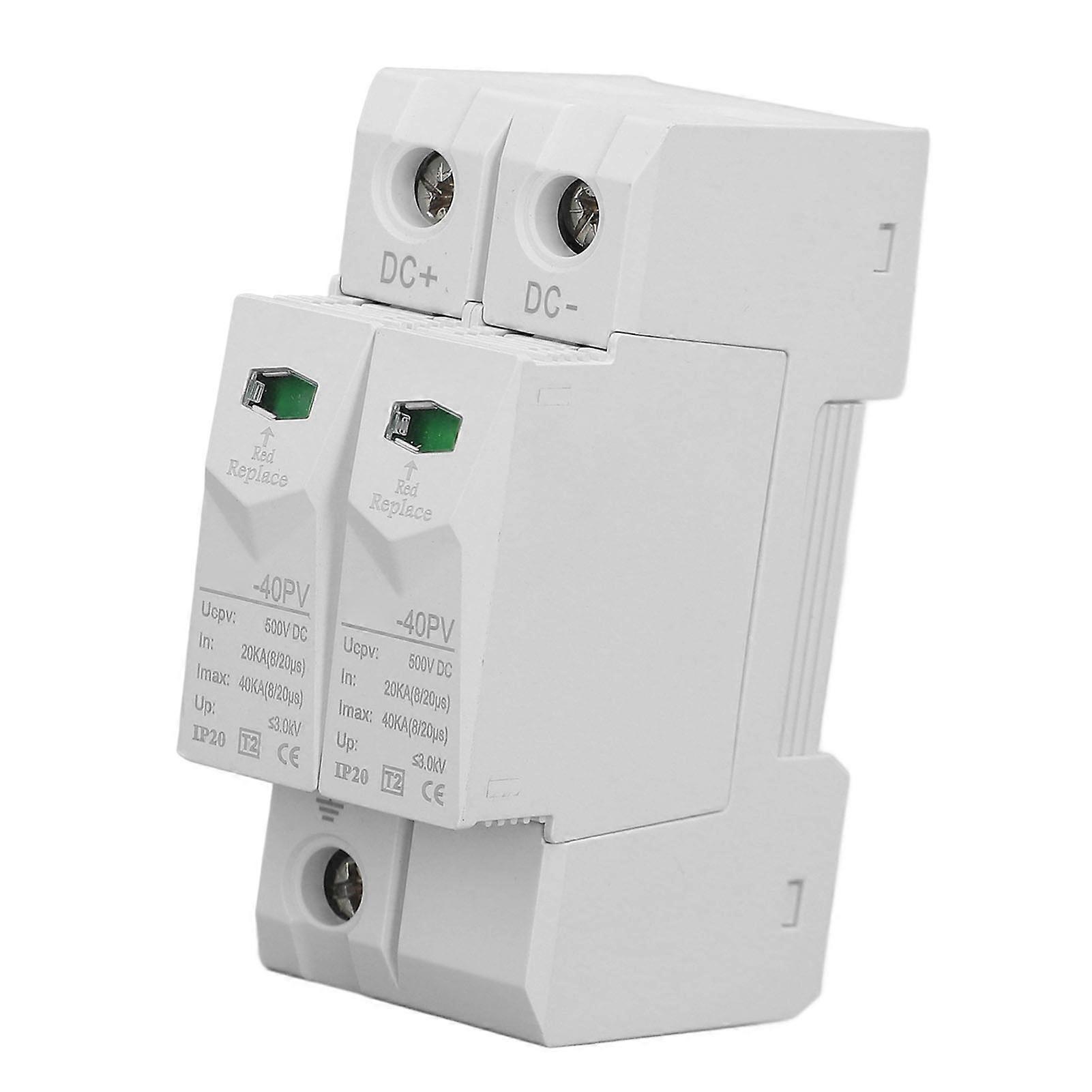 PV Surge Protecting Device 2P DC 500V 40KA 35mm DIN Rail Mount Protector CHLT‑40PV 