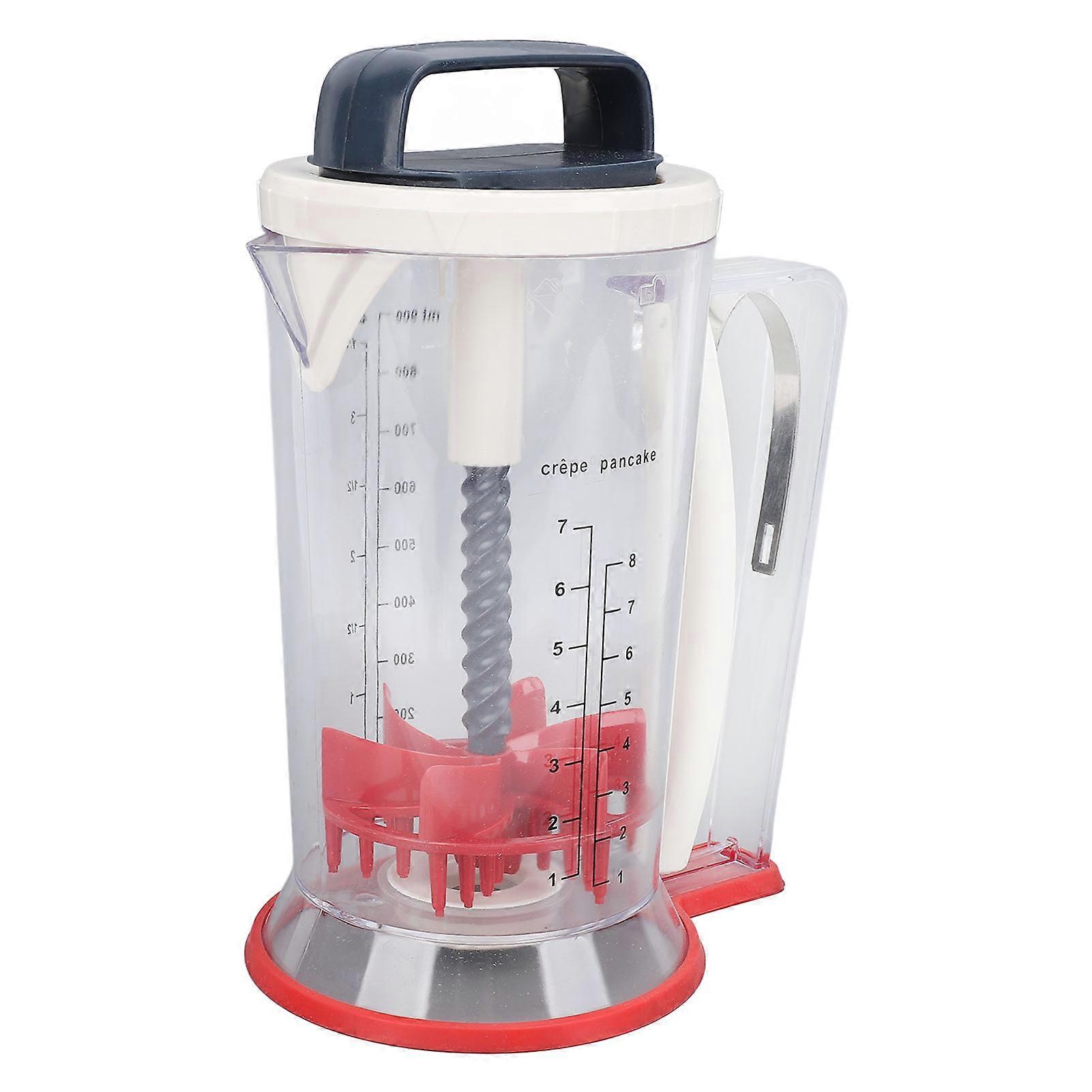 Pancake Batter Dispenser with Squeeze Handle Multifunction Manual Cupcake Batter Separator with Mixing Function and Measuring Scale 