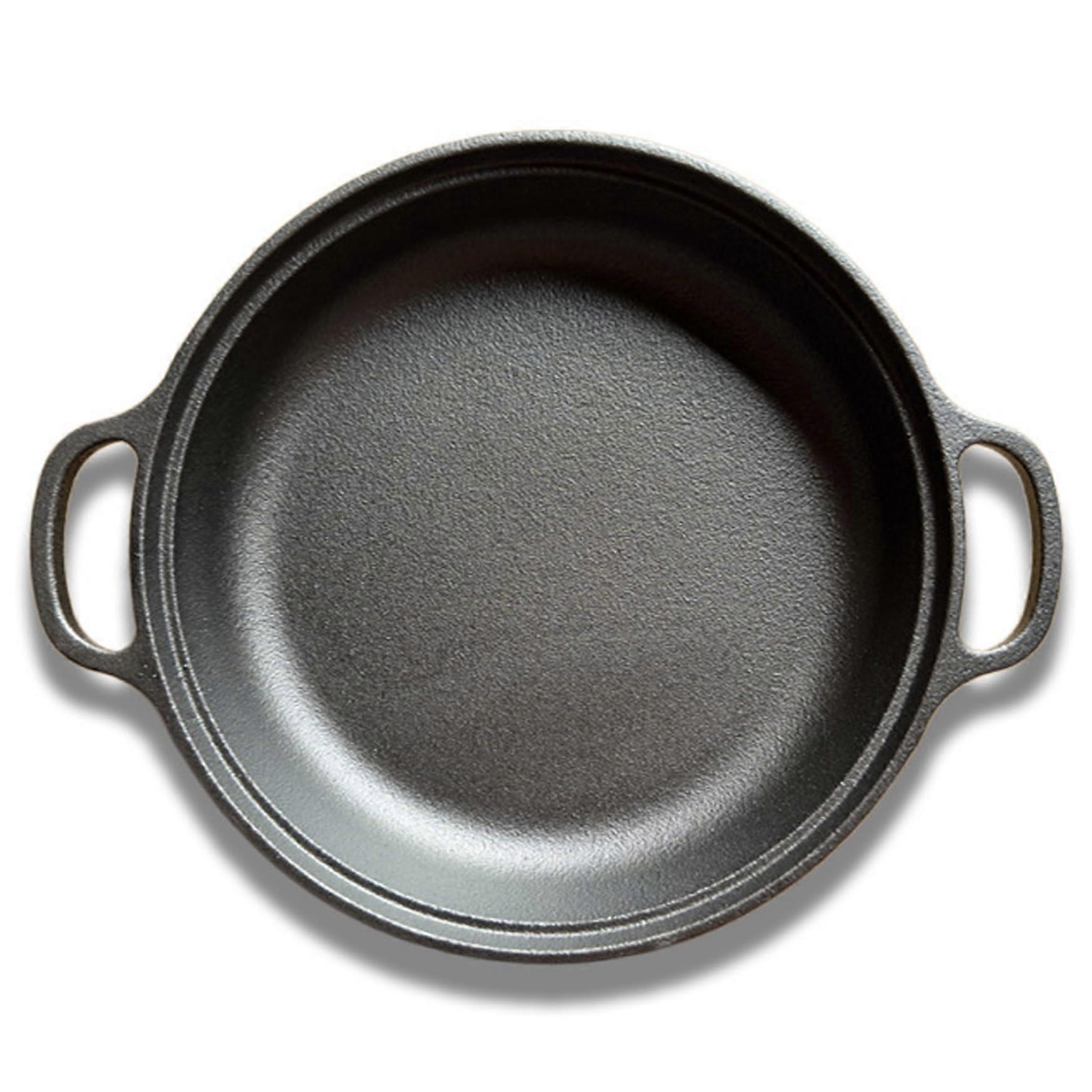 Cast Iron Skillet 22cm Round NonStick Pan With Two Handles, Gas, Electric, Induction And Oven Compatible, Flat Surface