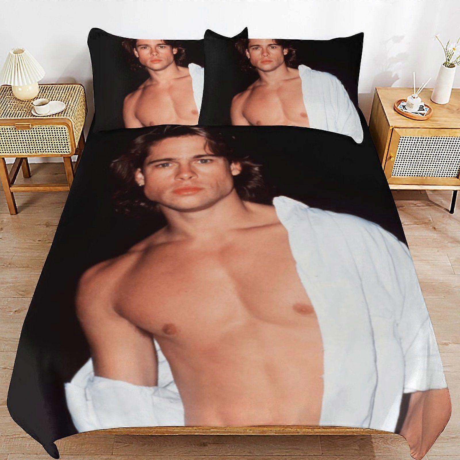 u219 Brad Pitt Streamlined Finish Soft Texture Durable Composition Zipper Side Duvet Cover Sets Night Use n219