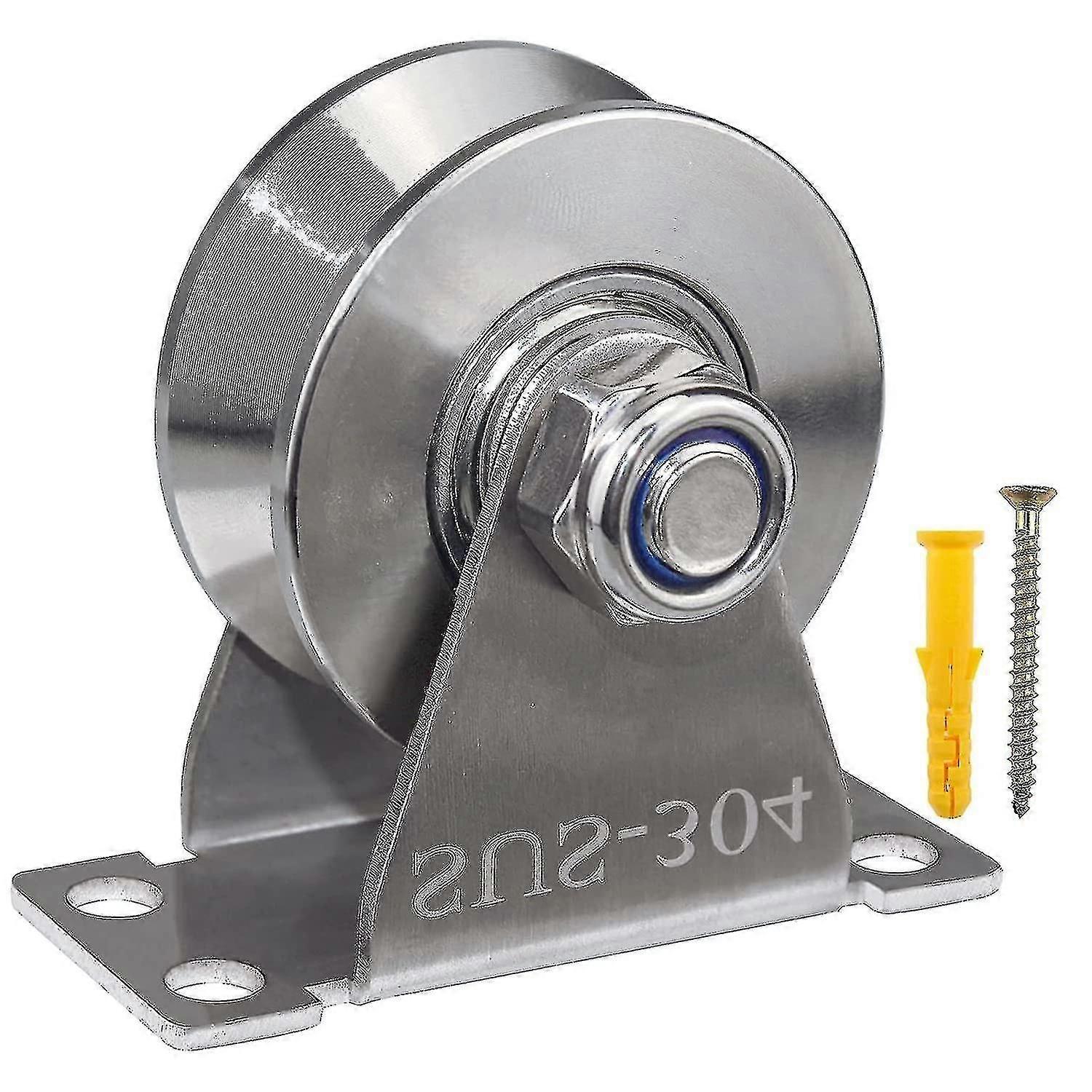 Groove Wheel Pulley Stainless Steel Pulley Block Super Silent Single Pulley Block For Sliding Gate And Wire Rope Detachable Duplex Bearing With Mounti