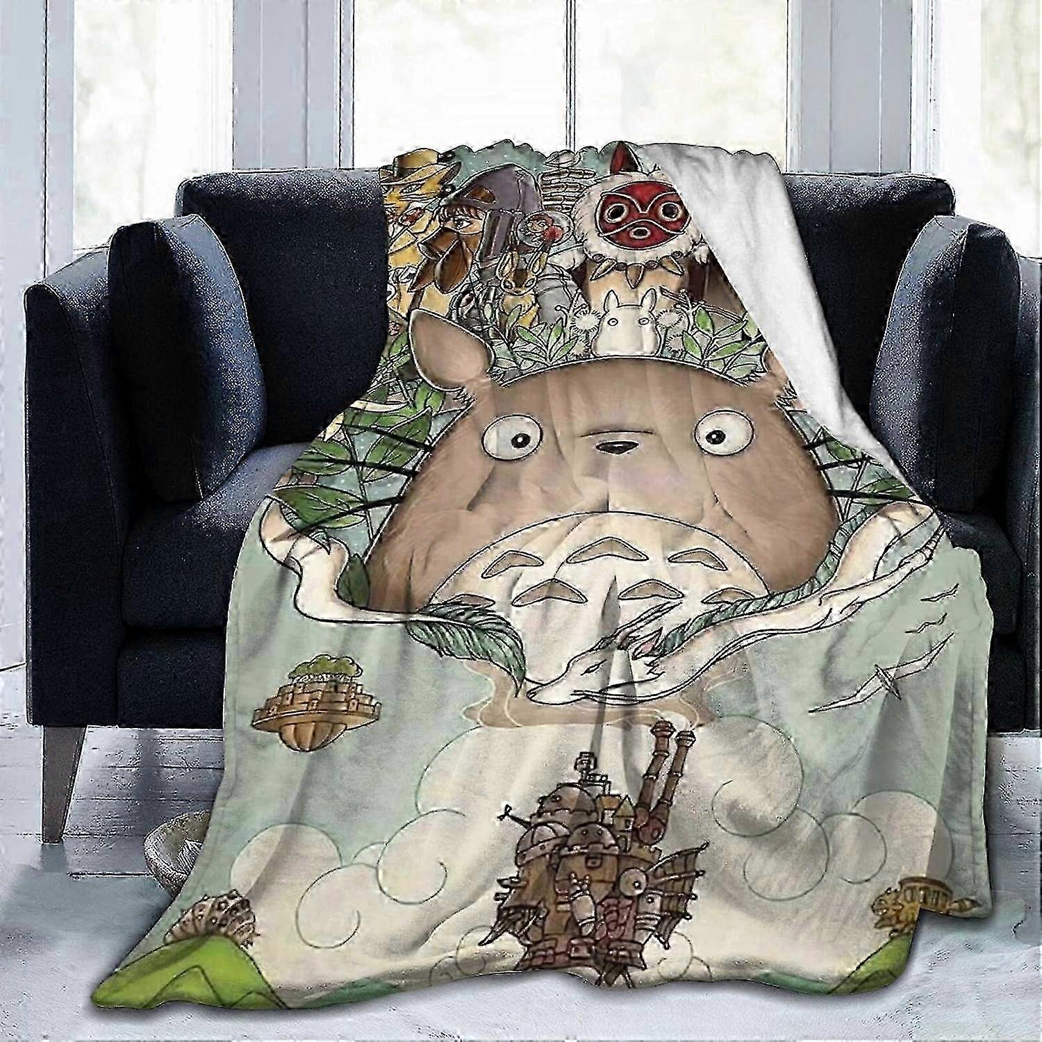 Vintage My Neighbor Totoro Ultra Soft Fleece Throw Blanket Cozy Warm Plush Throw Blanket Sofa Bed Couch Multiple Sizes