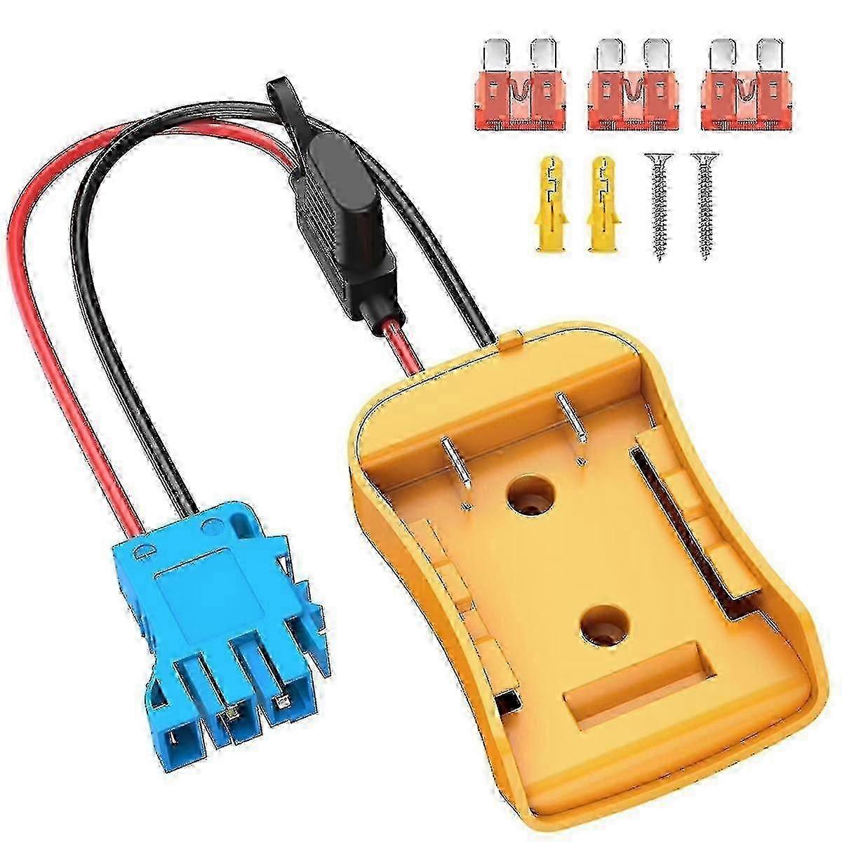 20V Battery Adapter with Wire Harness & 40A Fuse for Power Wheels and for Peg - Perego