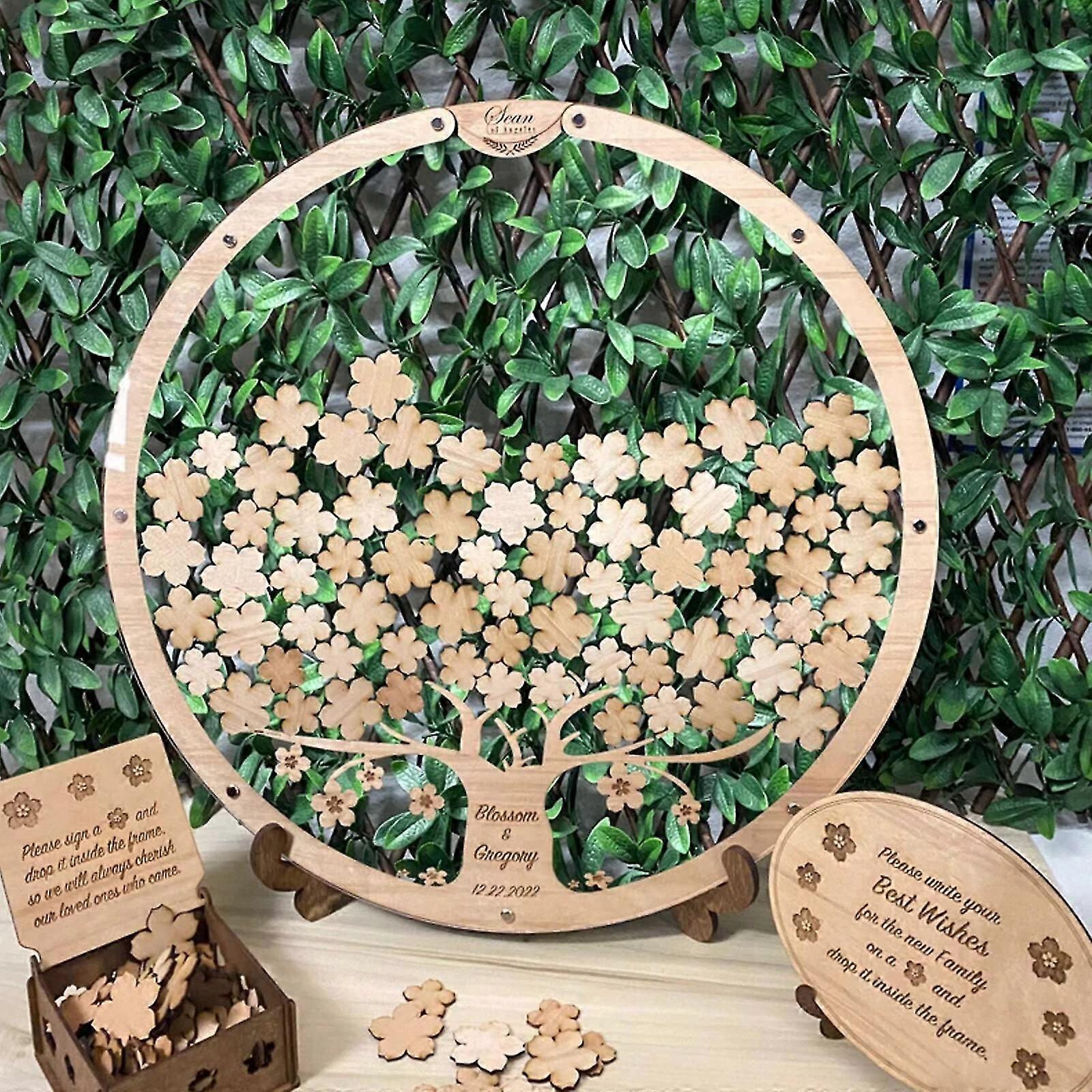 Personlig bryllupsgæstebog alternativ, bryllup drop box træ, bryllup ideer runde bryllup drop box