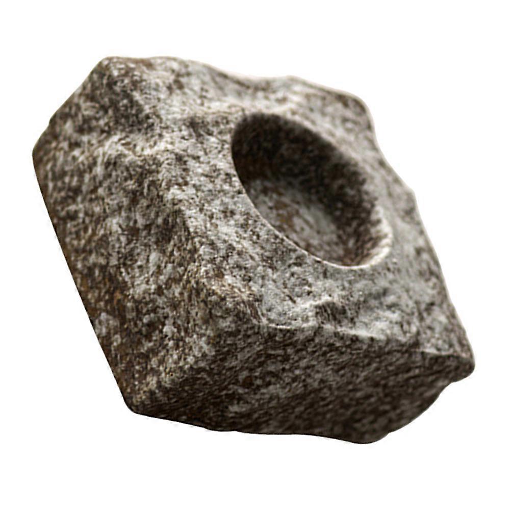 Stone Pattern Ceramic Candle Holder for Decoration in Coffee Color