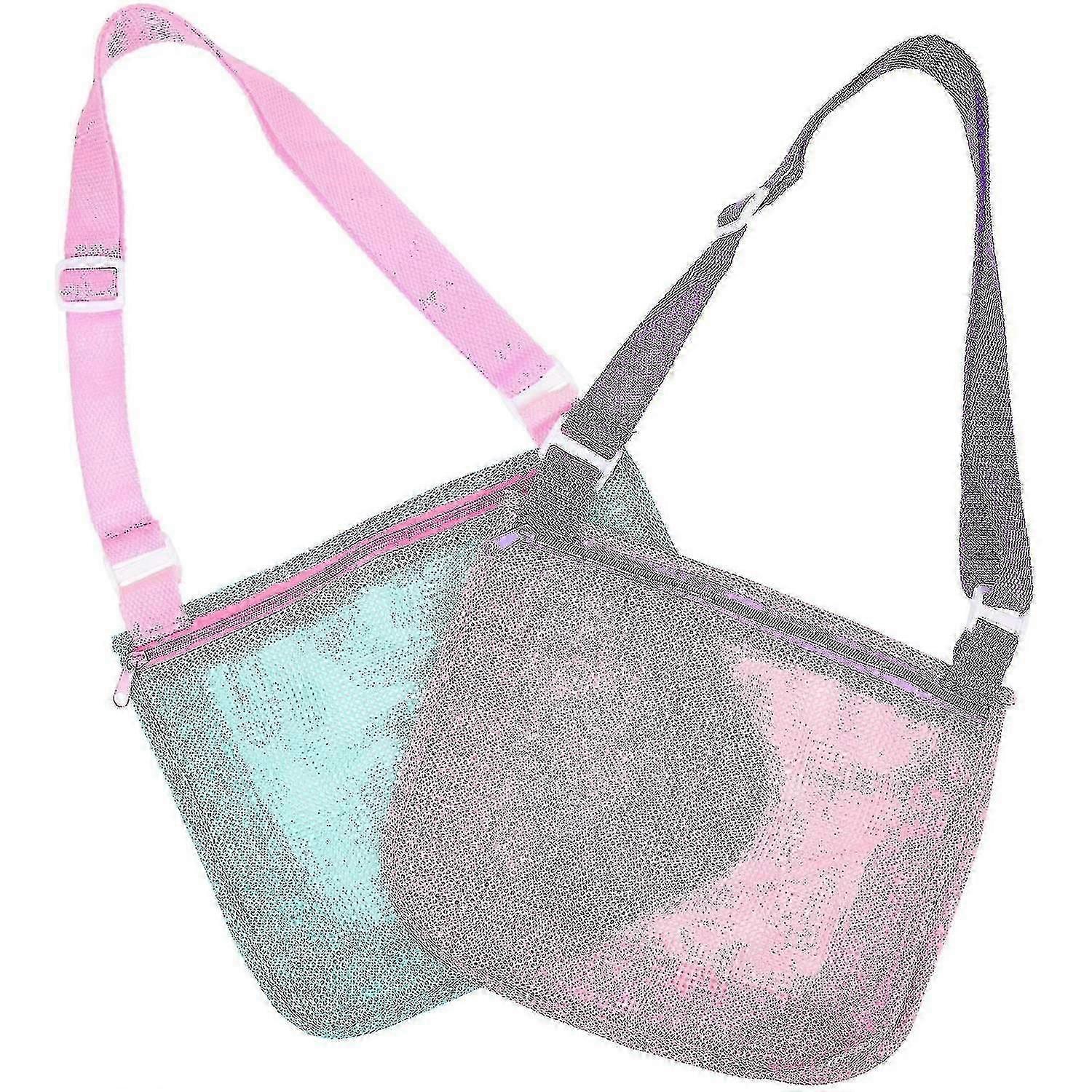 2 قطع شبكة الشاطئ حقيبة شاطئ الأطفال حقيبة شبكة حمل حقيبة الأطفال حقيبة الشاطئ حمل حقيبة