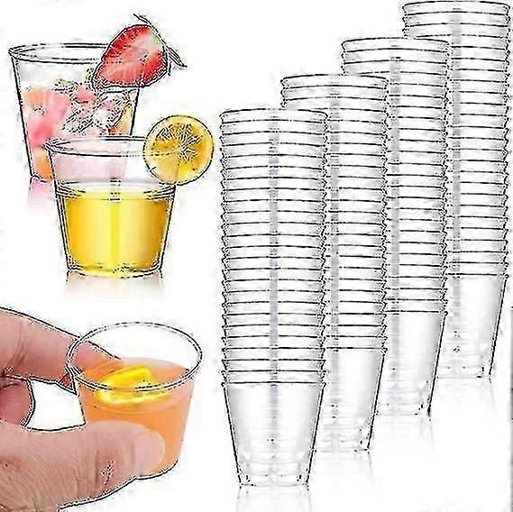 100パックの再利用可能な30mlプラスチックショットグラス、イベントや集会用の使い捨てパーティー用飲用カップ