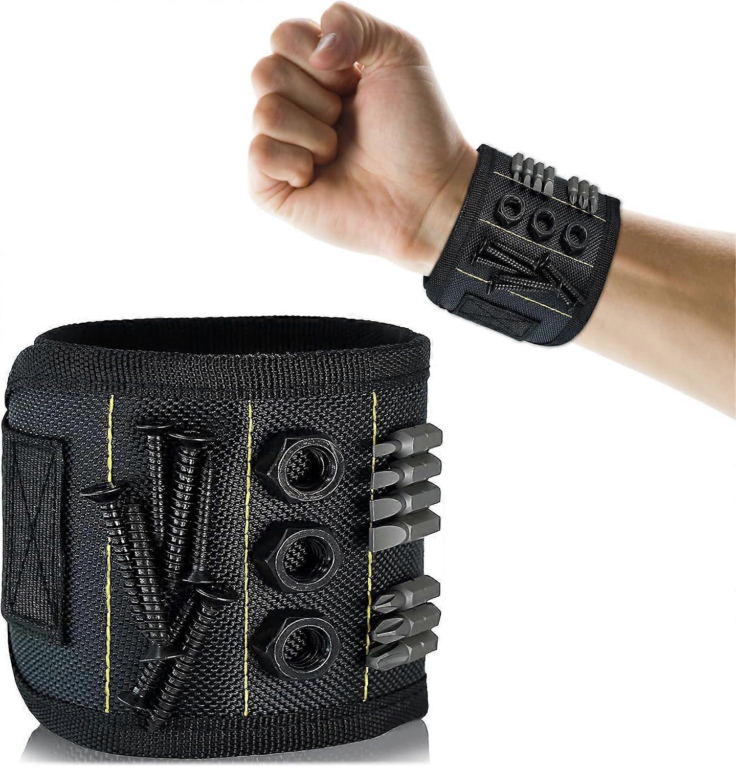 FUPUALL;Magnetic Wristband for Tools, 15 Magnets, Suitable for Screws, Wrenches, Screwdriver Bits, (1)