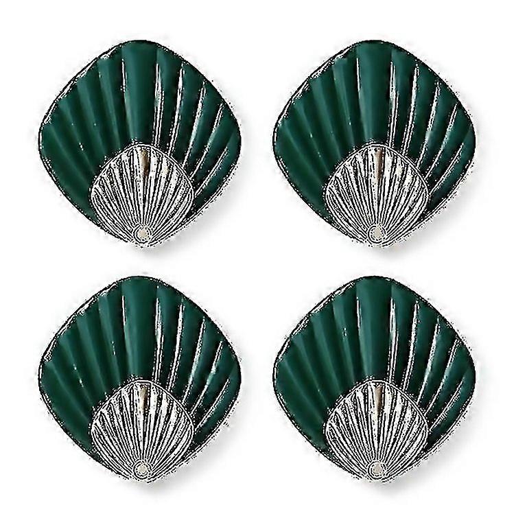 For 4pcs Self Adhesive Wall Hooks For Kitchen Bathroom Storage Green