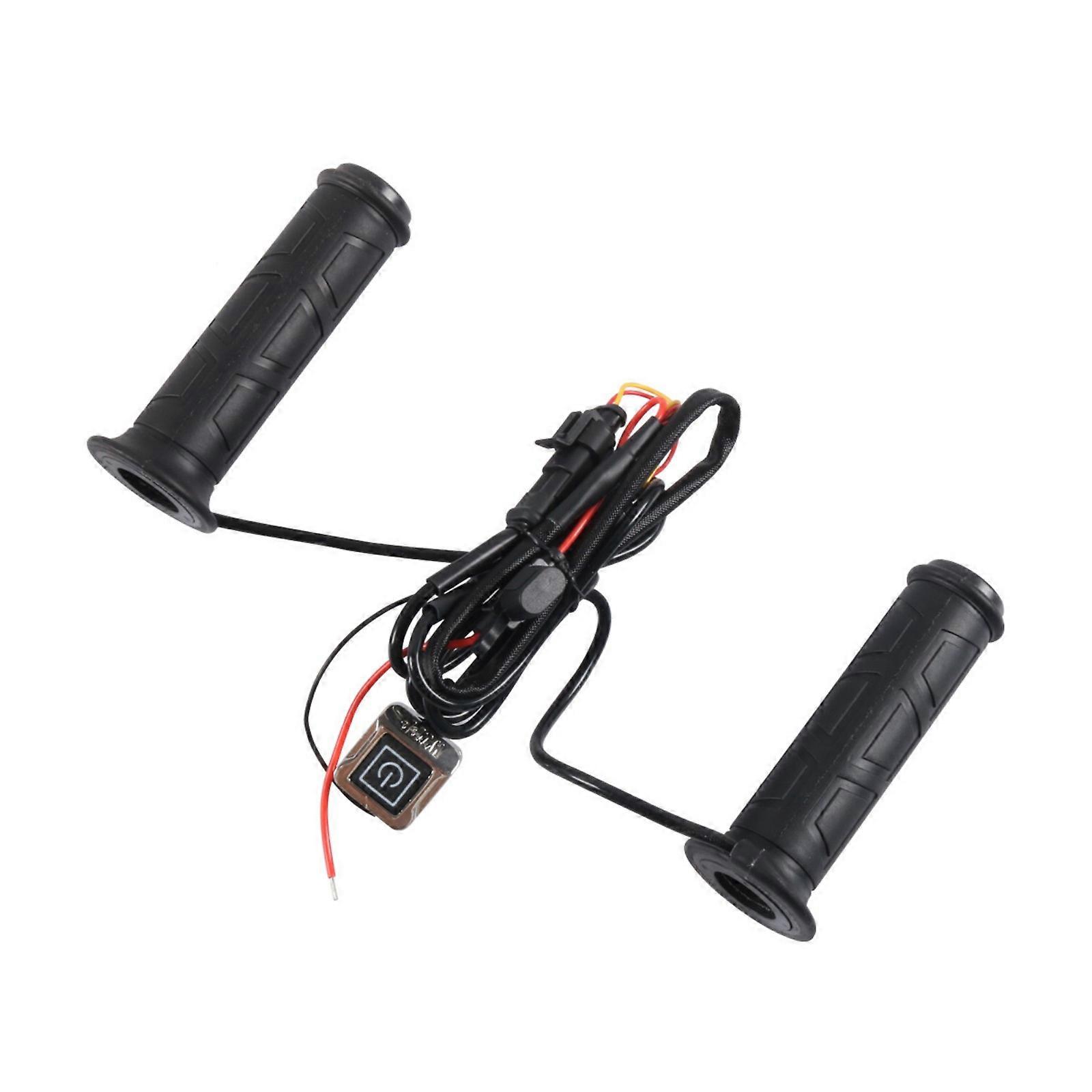 12V Electric Heated Motorcycle Grips 3 Modes Temperature Adjustment Rubber Handle Protectors for Cold Weather Riding 2x Multicolor