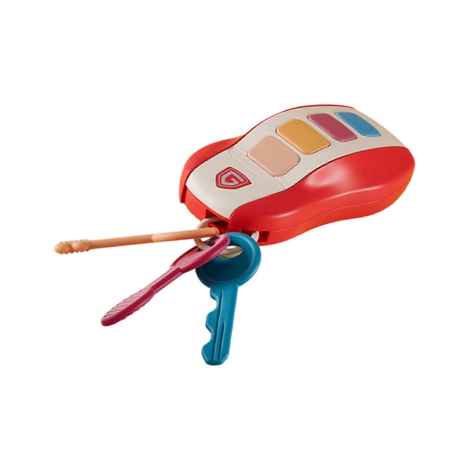 Pretend Operate Car Key Toy With Singing Approaches And Teething Relief Soft ABS Plastic Educational Learning Gift For Infants  Red