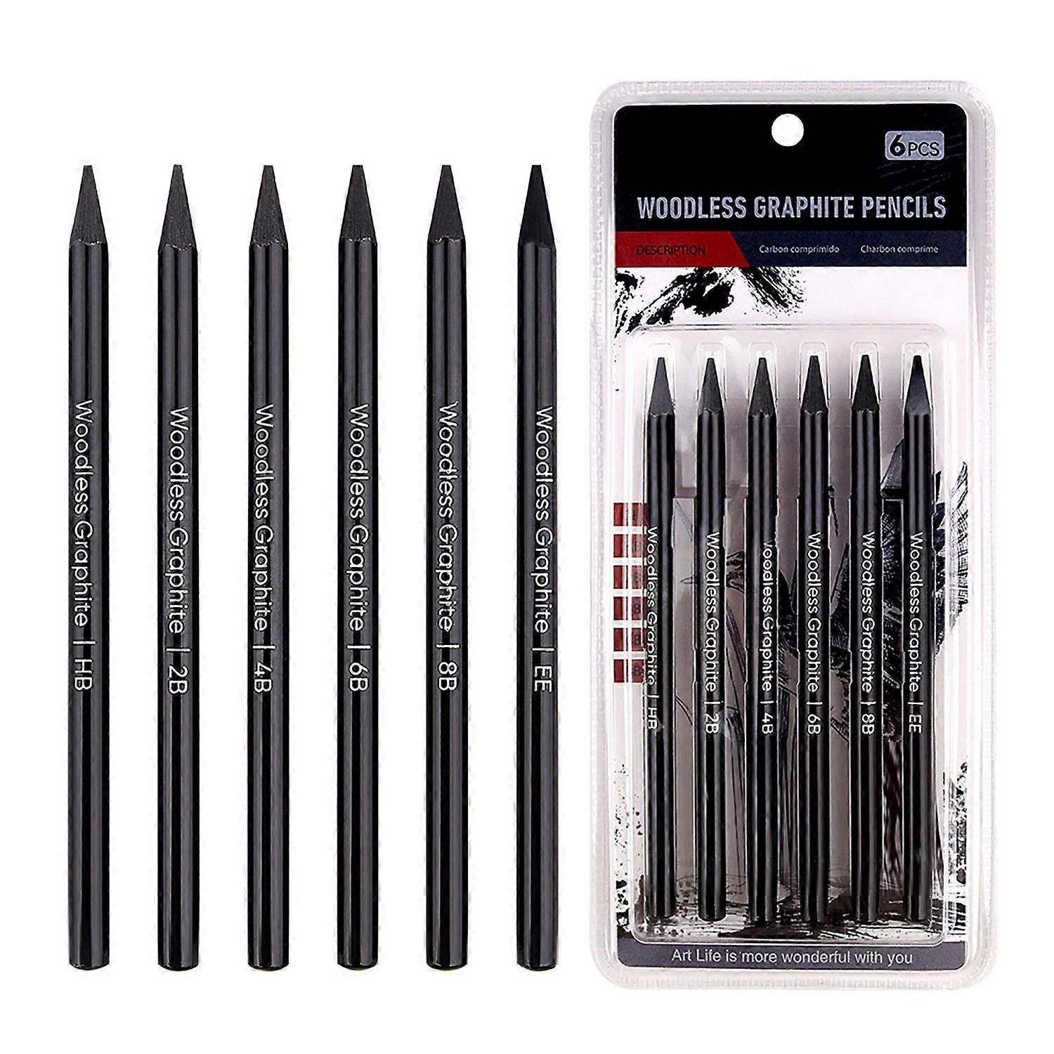 6pcs Graphite Pencil Set Professional High Colorization Graphite Pencils for Shading Blending Detail