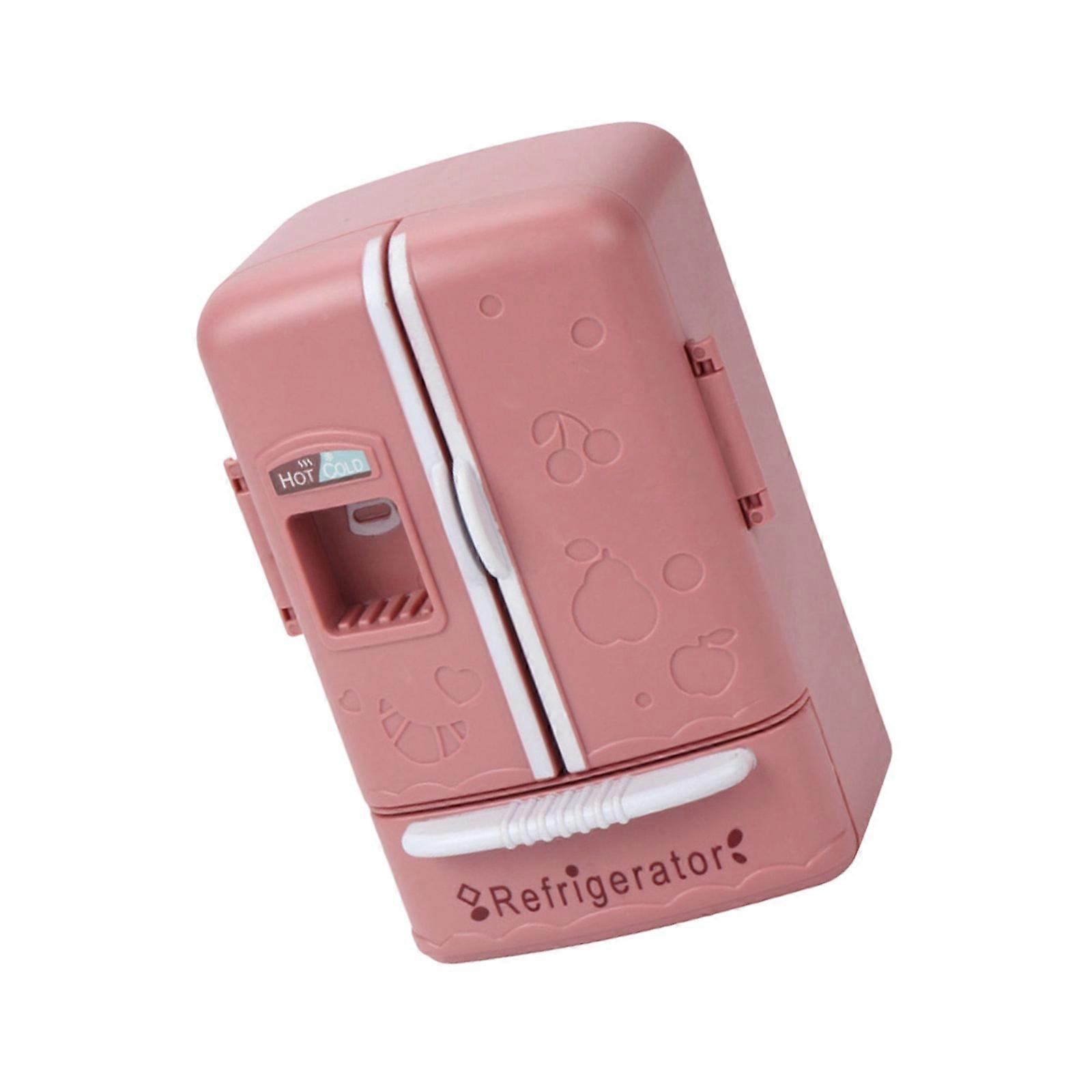 Kids Pretend Play Refrigerator Featuring Working Door Real ABS Design Compatible With Doll house Environment  Red