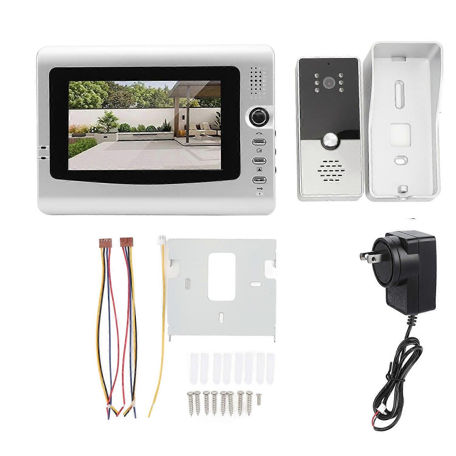 Wired Video Intercom System Smart Infrared Video Doorbell Camera with 7 Inch TFT Color Screen Displa