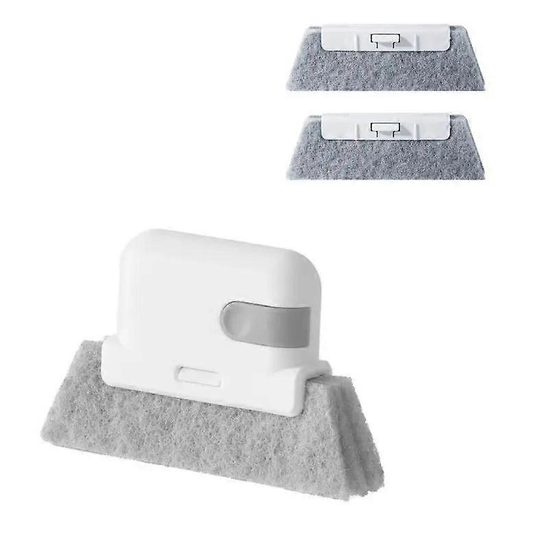 Portable Handheld Window Gap Cleaning Brush Set, Including 1 Count Cleaning Brush & 2 Counts Replacement Heads, Multifunctional Door Gap Cle