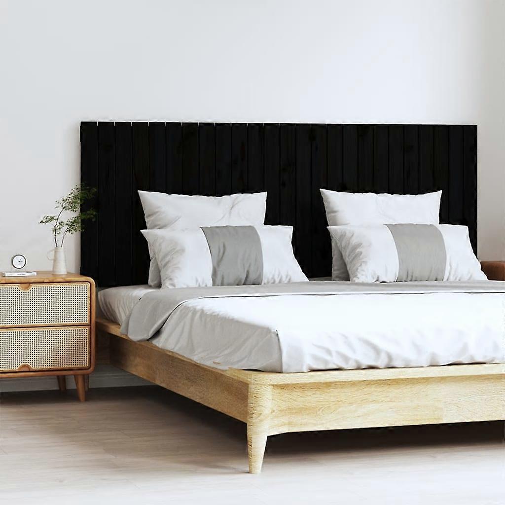 Wall Headboard Black 159.5x3x60 cm Solid Pine Wood