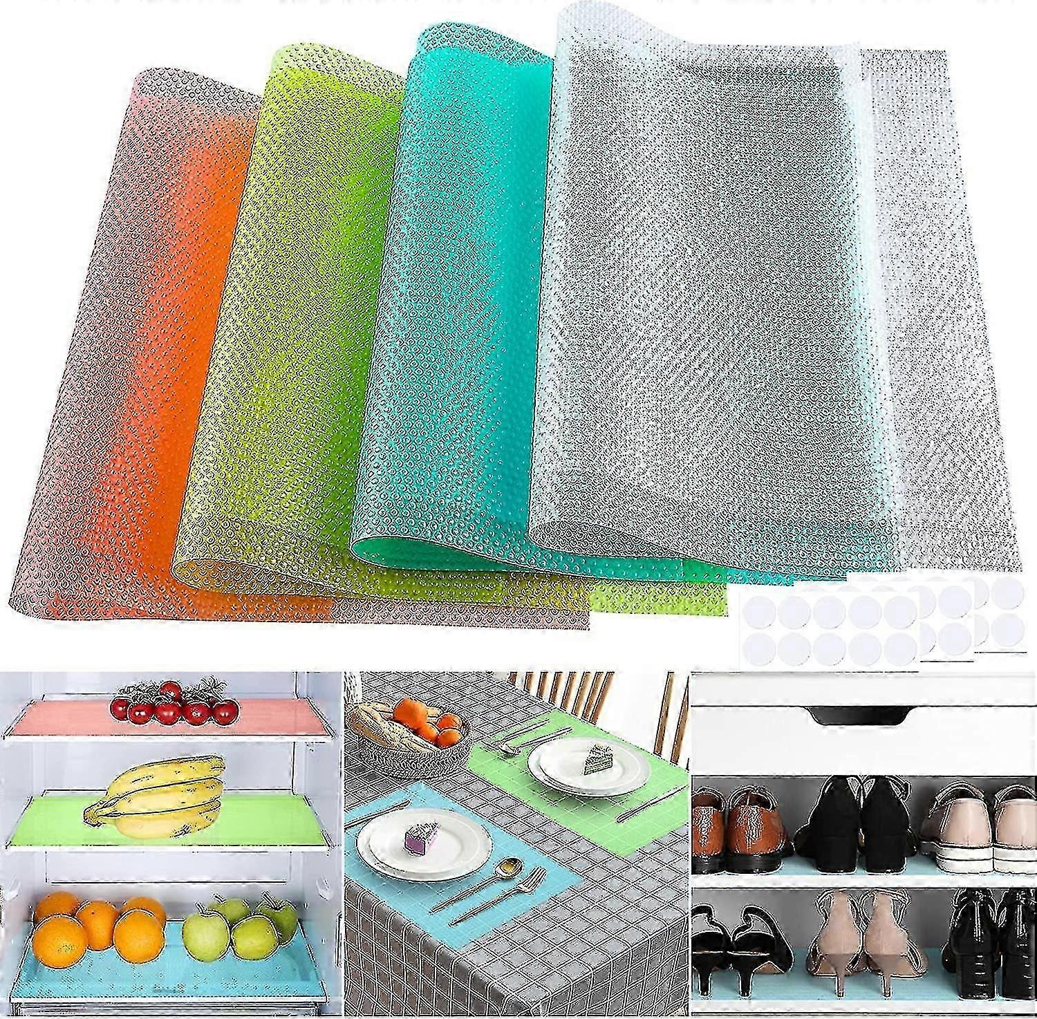 8st kylskåpsfoder, 45 * 29cm kylskåpsfoder kylskåpsmattor tvättbara kan skäras - B