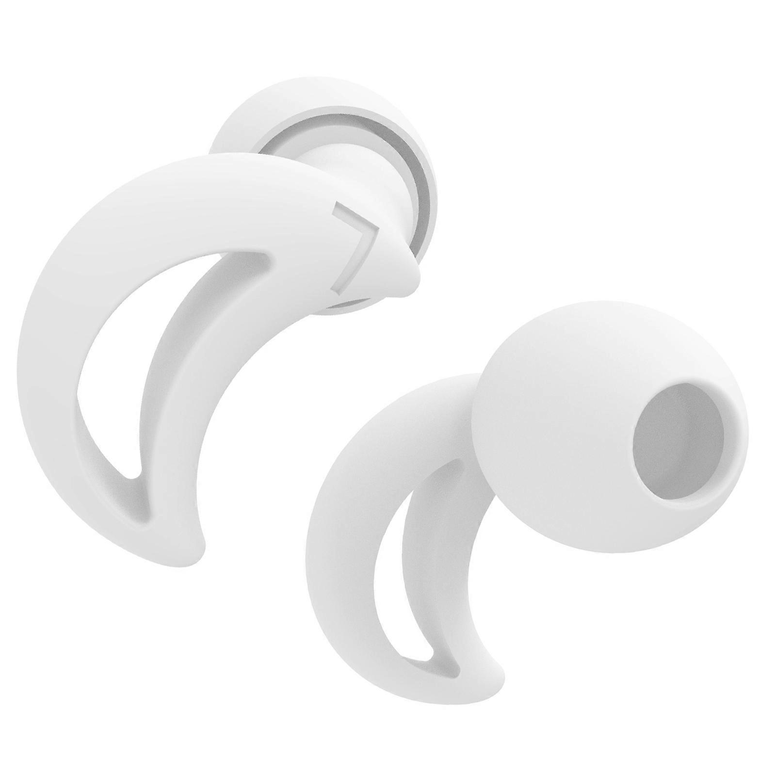 High Performances Comfortable Reusable Sound Blocking Earplugs for Sleep Studying Traveling Reducing Environmental Noise  White
