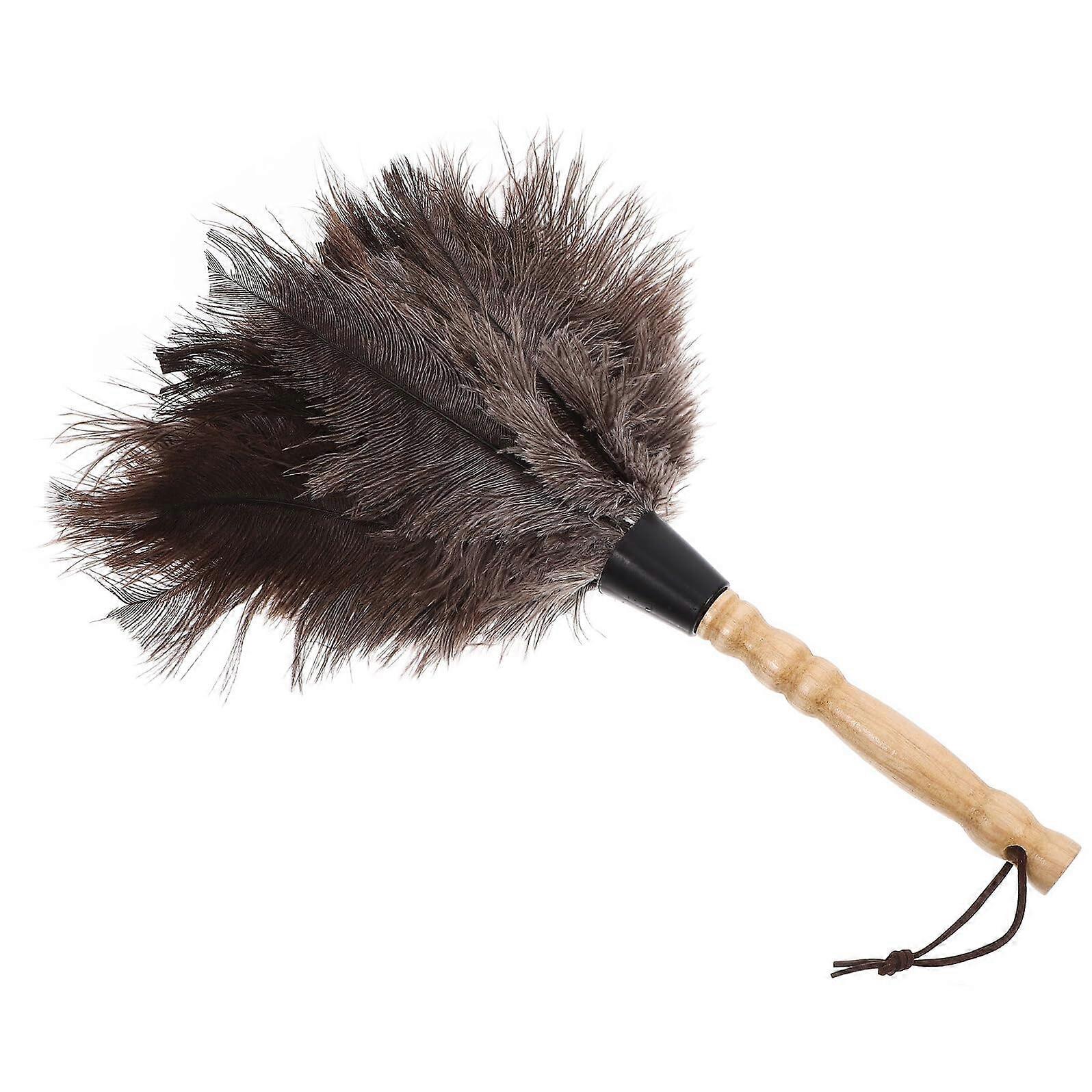 Feather Duster with Solid Wooden Handle for Home Furniture and Delicate Surface Cleaning