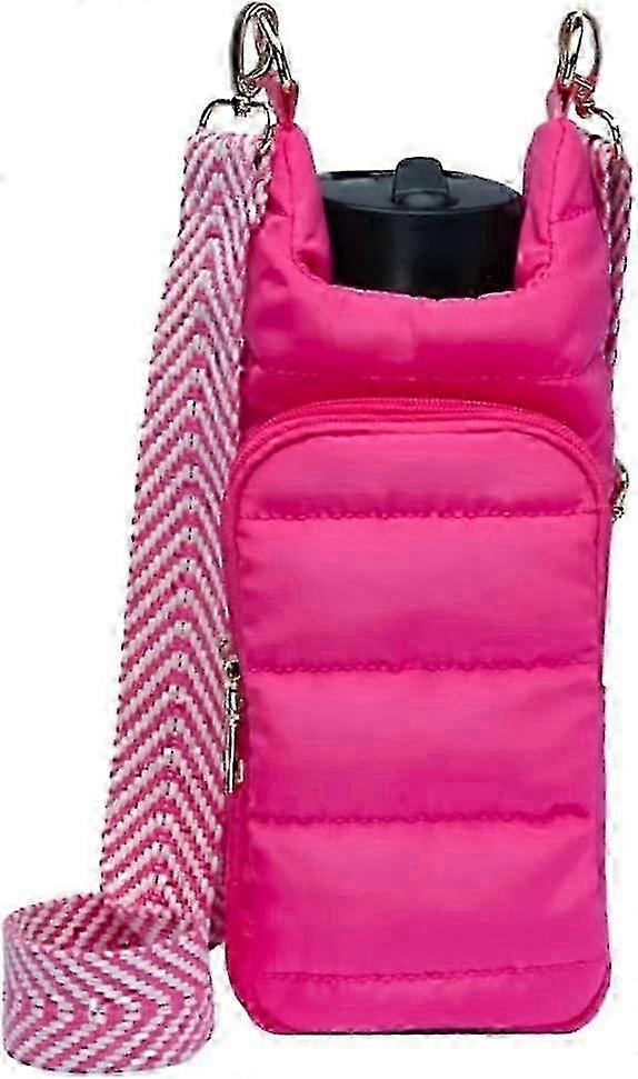 Compact Water Bottle Carrier Bag with Adjustable Strap and Puffer Insulation