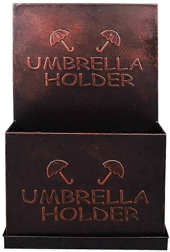 Large Capacity Wrought Iron Umbrella Stand with Bronze Bucket Design for Entryway, Home and Hotel