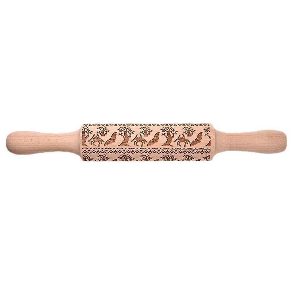 Wooden Rolling Pin Embossing Baking Tool for Cookies Pastry Dough Cake Decorating