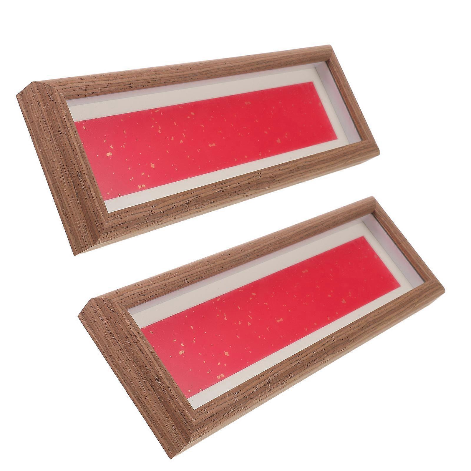 Graded Card Display Wooden Calligraphy Frame for 2Pcs Tabletop Use