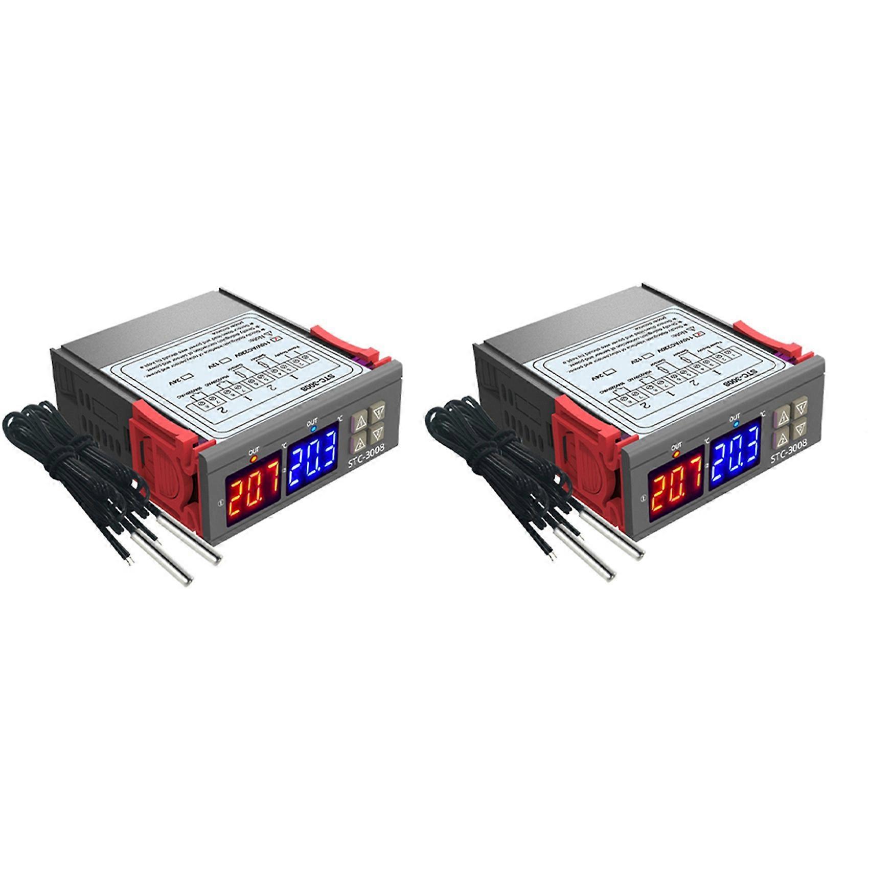 2X Digital Thermostat Temperature Controller STC-3008 Thermometer Sensor Hygrometer AC110-220V