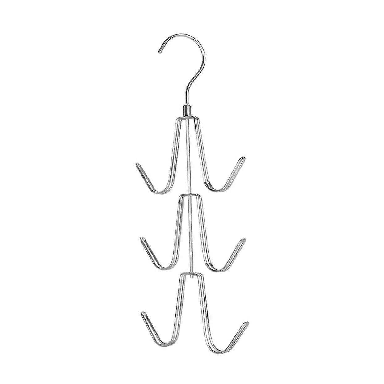 Rotating Closet Storage Rack with Metal Purse Hooks for Handbags Backpacks and Belts Organizer