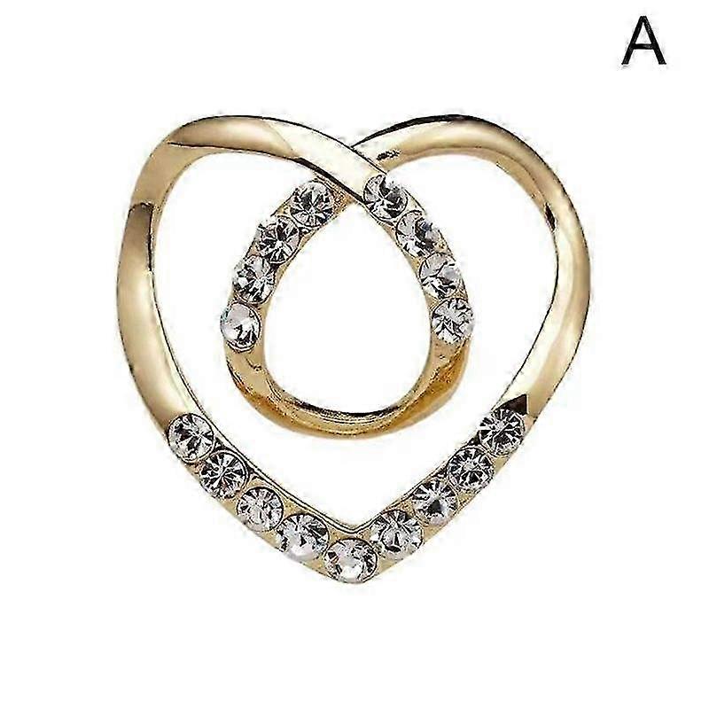 Heart-shaped Scarf Brooch for Women, Metal Rhinestone T-Shirt Pin Clip