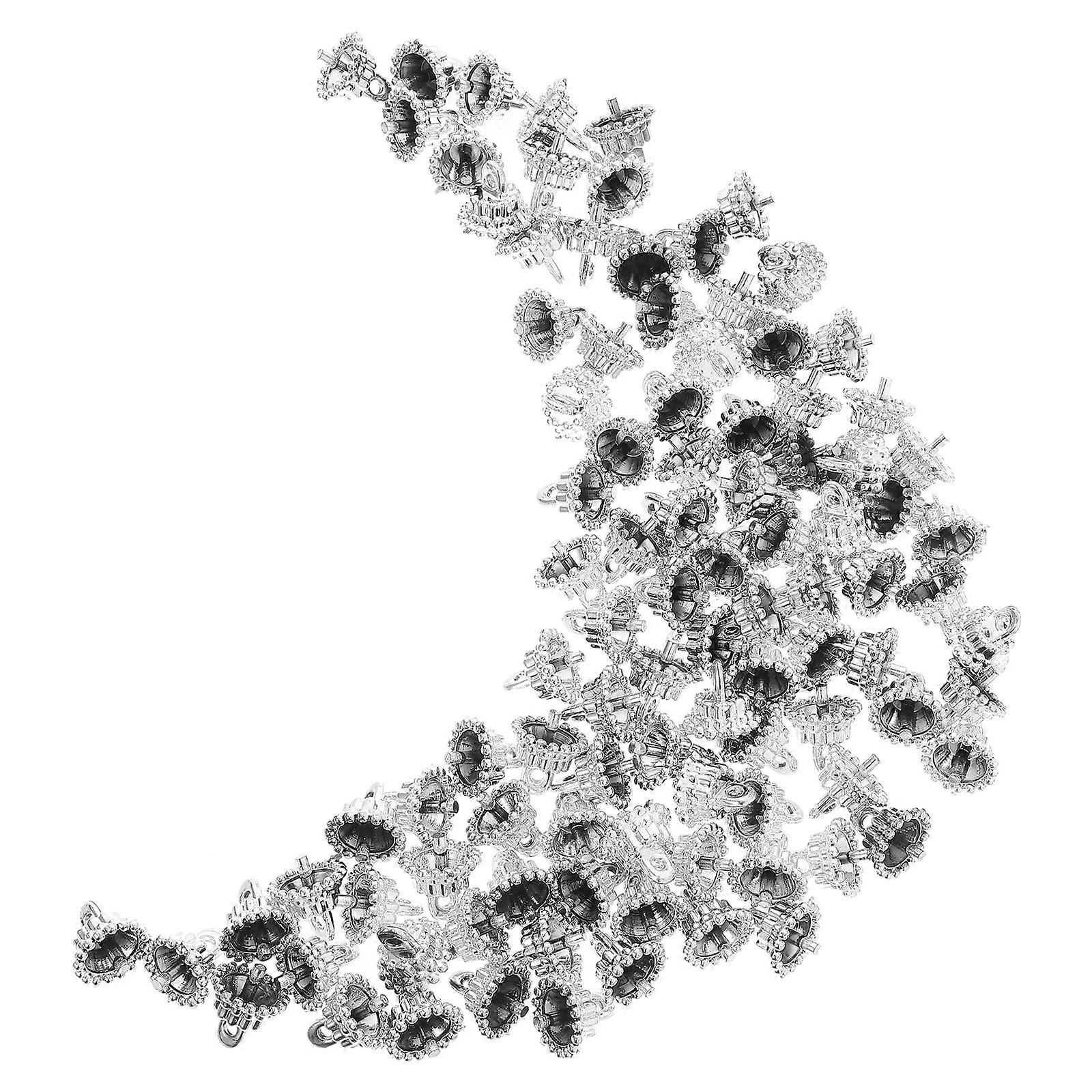 Silver Ornament Caps for Christmas Tree Decoration 100Pcs Plastic Round Caps