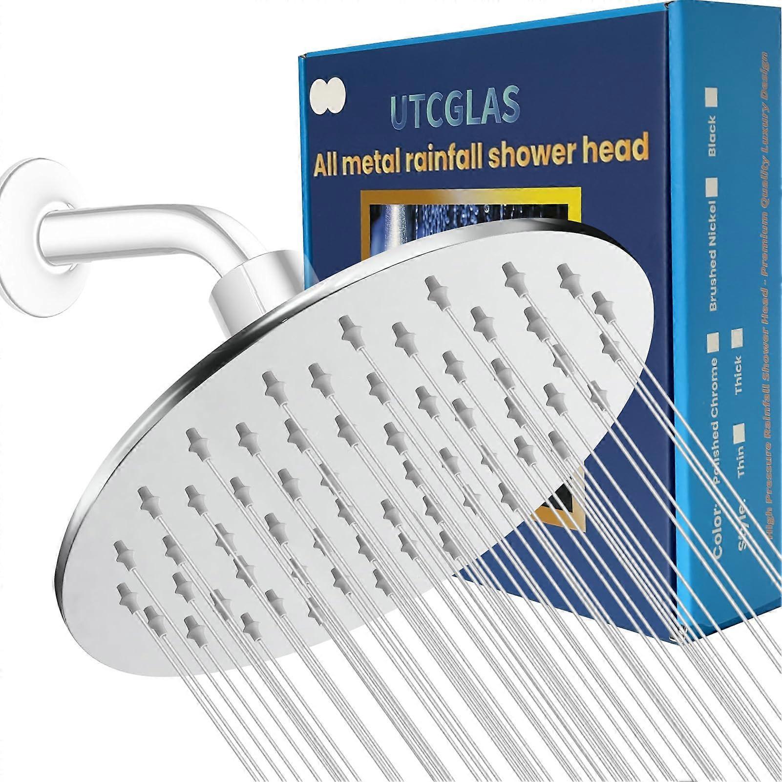 8 Inch Stainless Steel Rain Shower Head,  Pressure Rainfall, RustResistant Chrome, Easy Install
