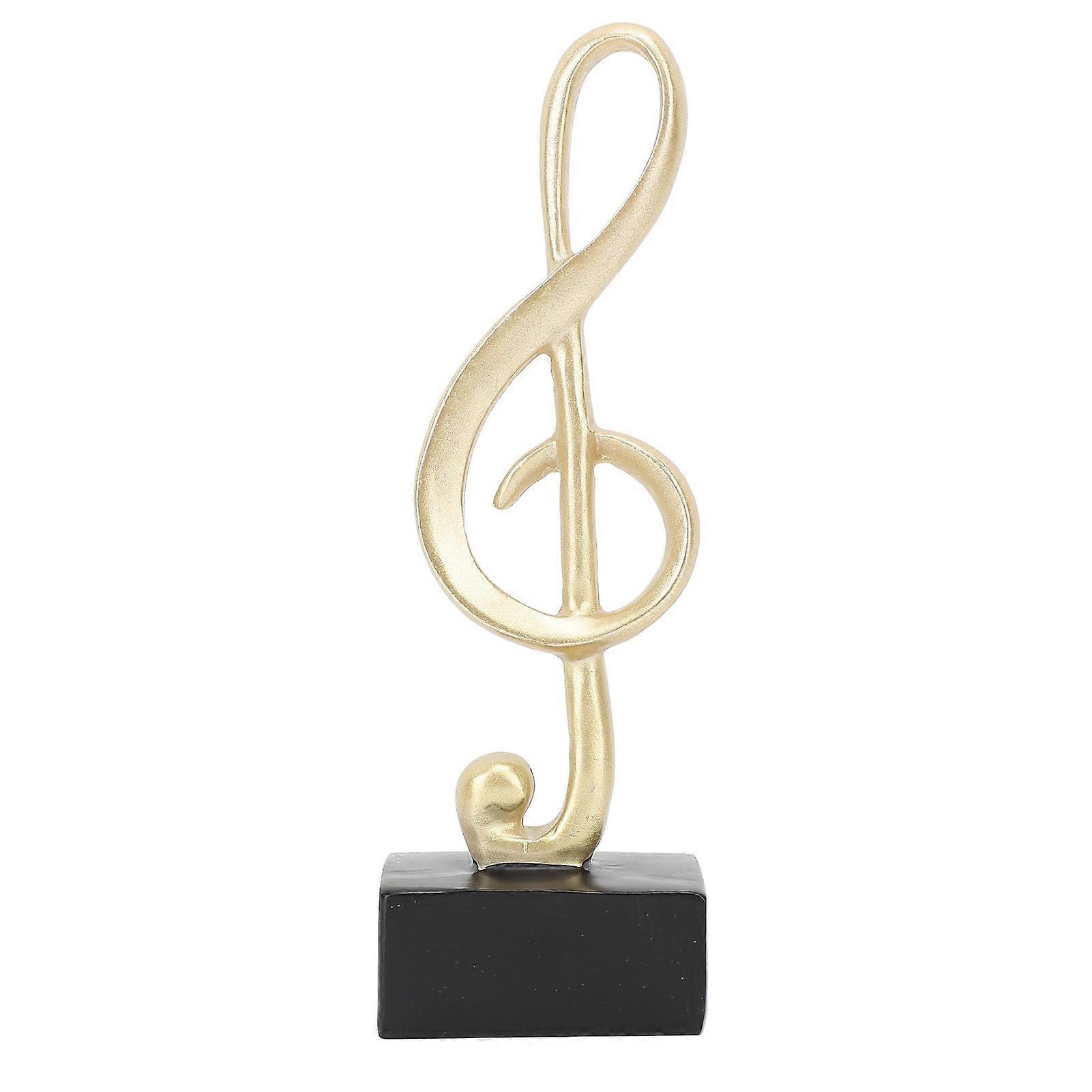 Golden Resin Music Note Sculpture with Luxurious Vintage Matte Finish for Home Office or Bookshelf