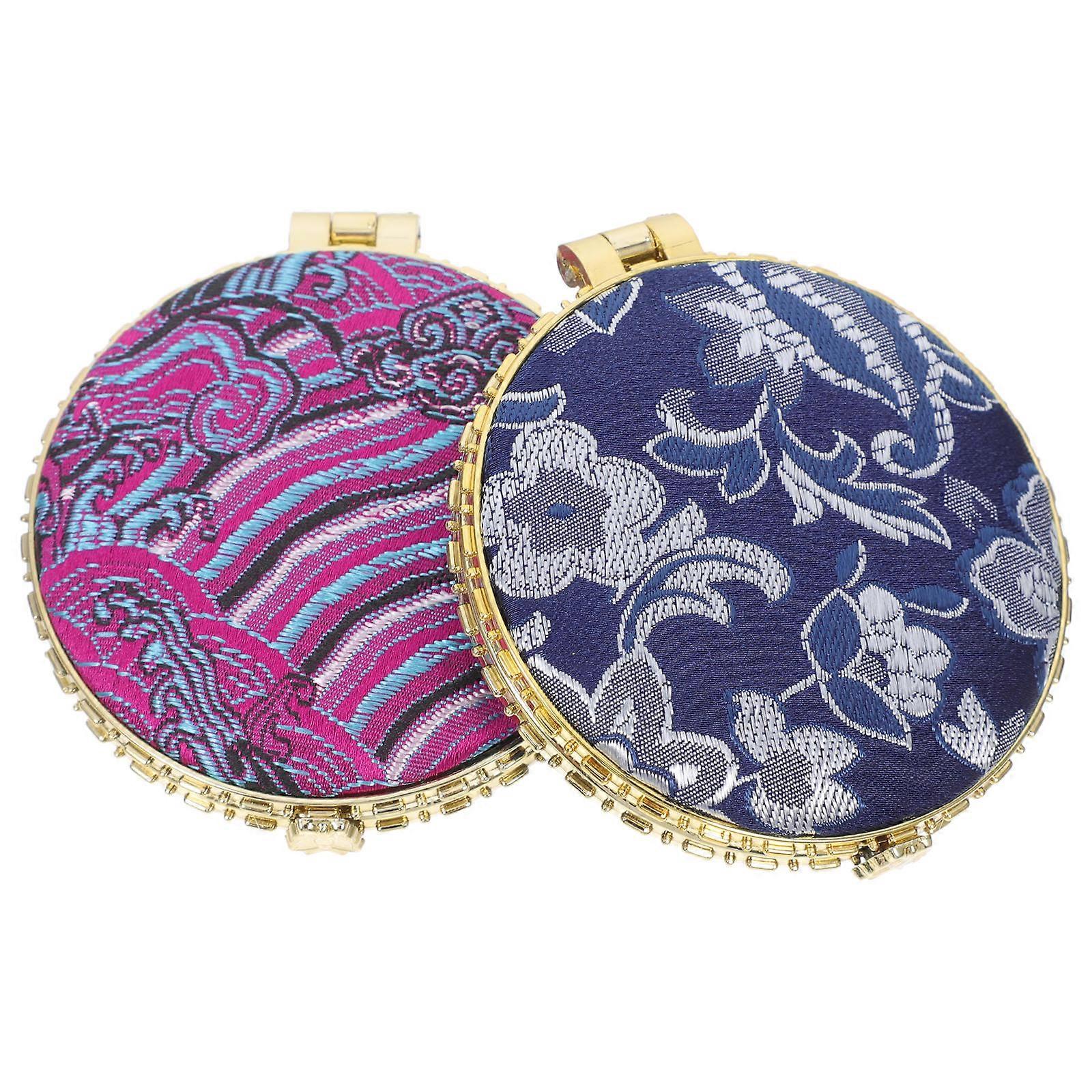 Compact Mirror Brocade Mirror for Makeup 4Pcs Foldable Double Side