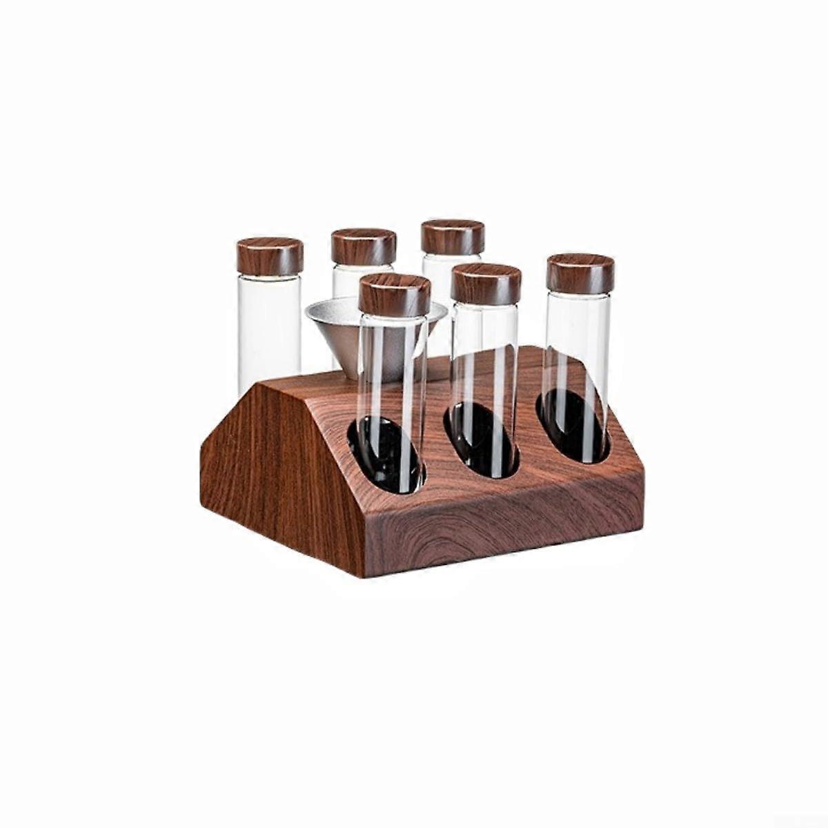 Coffee Storage Rack with 6 Glass Tubes, Single Dose Coffee Container, Stainless Steel Stand for Countertop