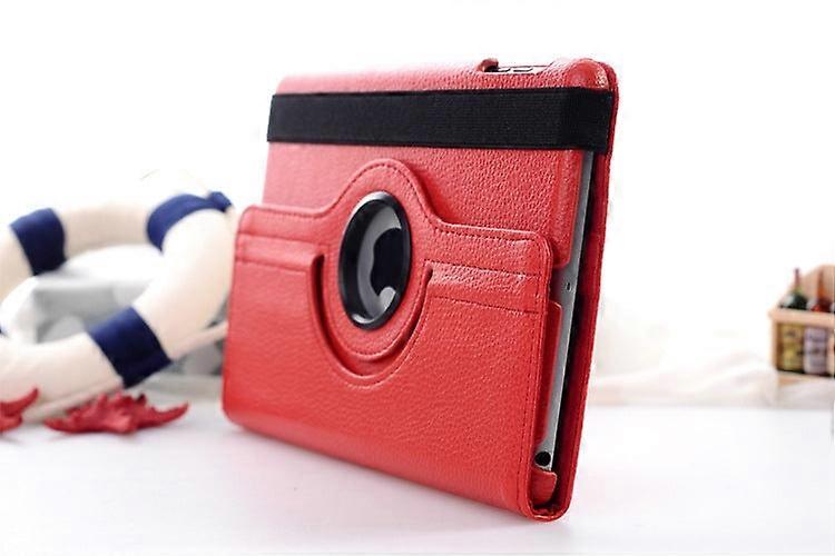 Case For Ipad 2/3/4 Red Lychee Pattern Rotating Support Adjustable Sleep Stand