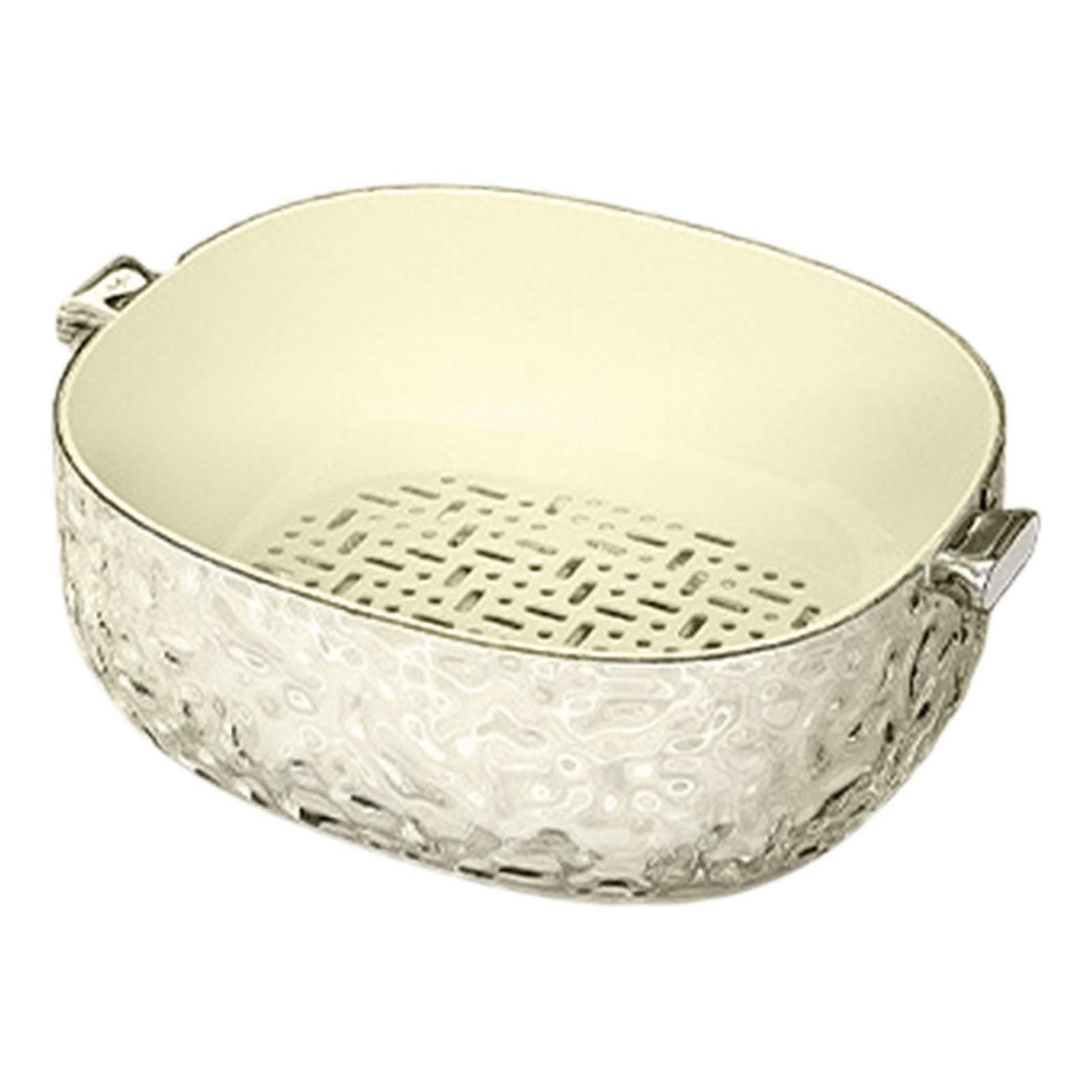 Vegetable Washing Basket Double Layer Colander with Lid for Efficient Draining Large Capacity Yellow