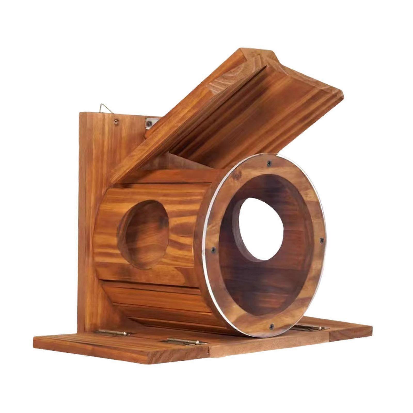 Wooden Squirrel Feeder Weatherproof Wall Mounted Station for Backyard Corn and Peanuts